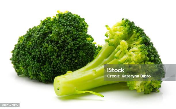 Broccoli Isolated On White Stock Photo - Download Image Now - Broccoli, Cooked, White Background