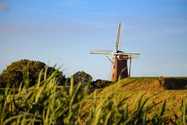 istock Typical windmill in holland in front of blue sky 882527984