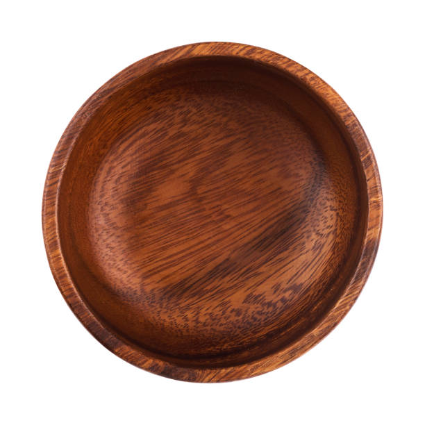 istock Empty wooden bowl isolated on white background. Top view 882535506