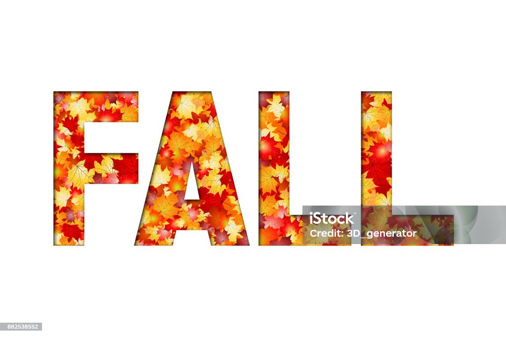 Fall Colors Text Fall Illustration Stock Illustration - Download Image Now - Autumn ...