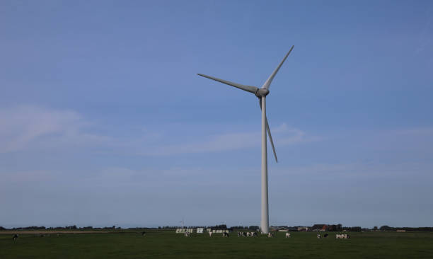 turbina de viento para la producción de limpia no contaminante renovable - fuel and power generation nonpolluting wind turbine fotografías e imágenes de stock