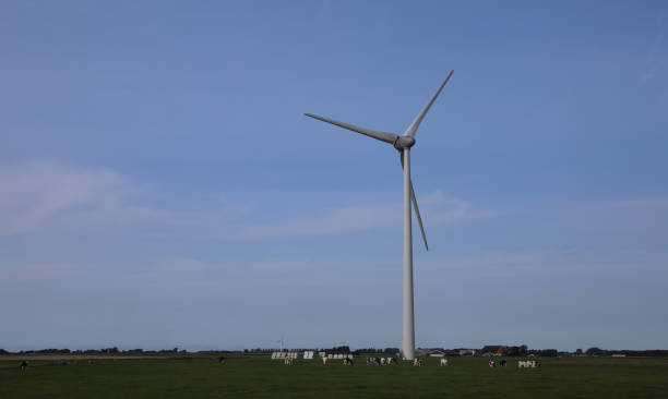 turbiny wiatrowej do produkcji czystych niezanieczyszczających odnawialnych - nonpolluting zdjęcia i obrazy z banku zdjęć