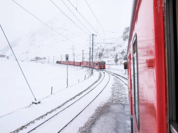 istock trains of the Rhaetian Railway 882595880