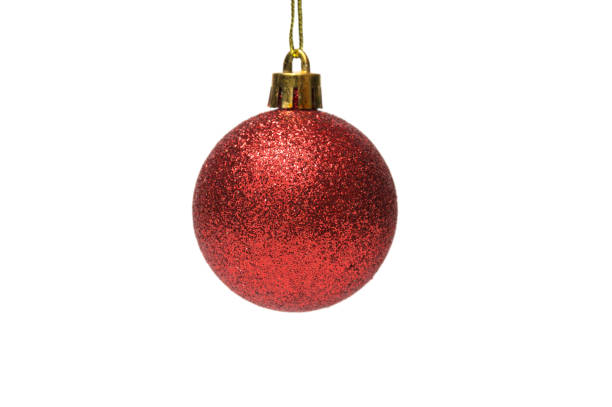 istock Red glitter christmas ball on white background 882595938