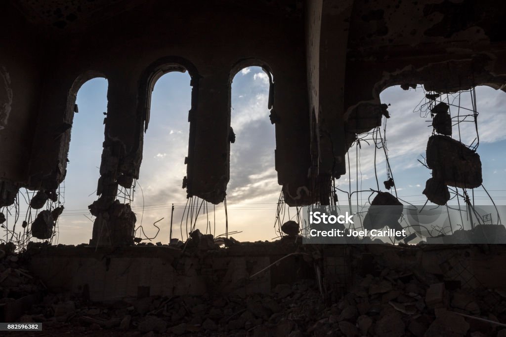 Destroyed Armenian church in Mosul, Iraq Interior damage to an Armenian church in Mosul, Iraq, destroyed during the ISIS occupation of the city. ISIL - Militant Group Stock Photo
