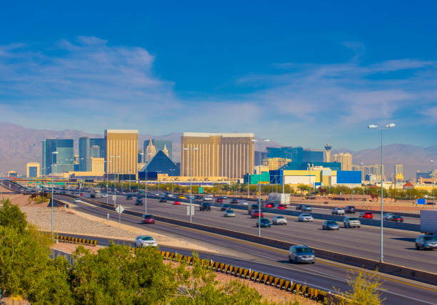 Las Vegas Strip A stock photo of the World Famous Las Vegas Strip. nevada highway stock pictures, royalty-free photos & images