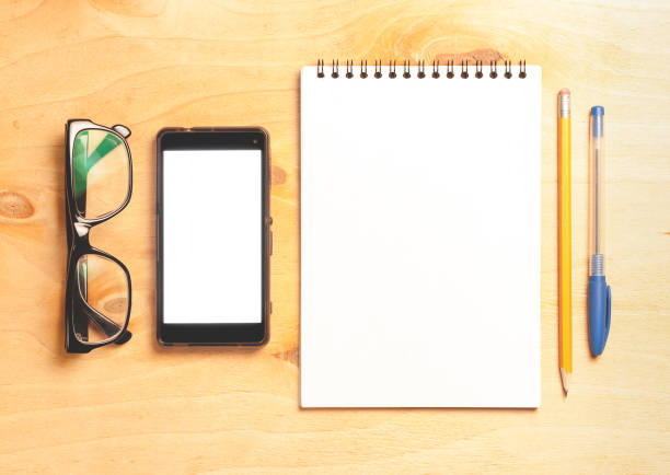 istock Business essentials. Top view of spiral blank notebook. 882614858