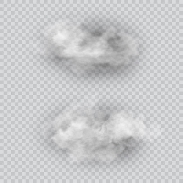 wektor zestaw realistycznych izolowanych chmur na przezroczystym tle. - cumulus cloud sky blue condensation stock illustrations
