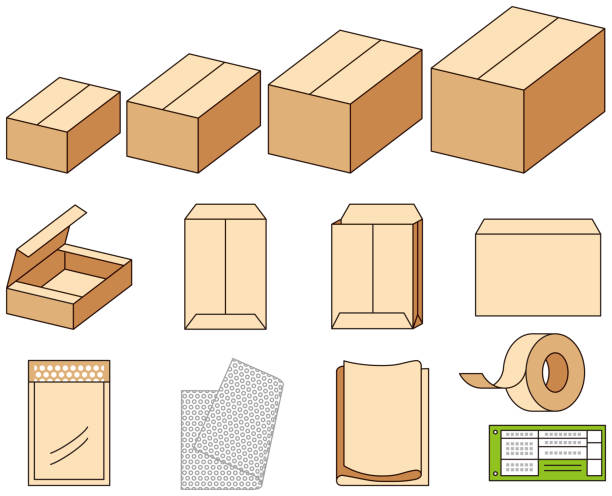 Packing material Packing materials such as cardboard boxes polystyrene box stock illustrations