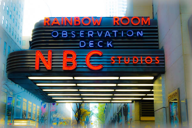 neon signed entrance to rainbow room, new york, united states of america - nbc imagens e fotografias de stock