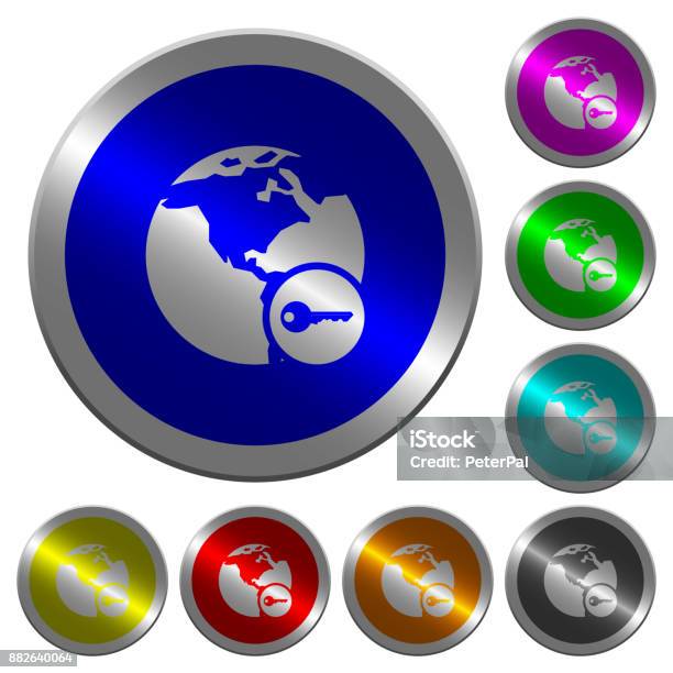 Secure Internet Surfing Luminous Coinlike Round Color Buttons Stock Illustration - Download Image Now