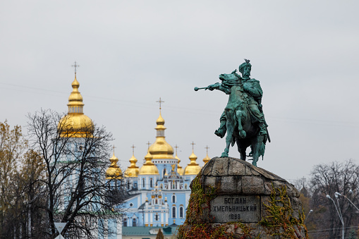 The Bohdan Khmelnytsky Monument  is a monument in Kiev dedicated to the Hetman of Zaporizhian Host Bohdan Khmelnytsky built in 1888. It is one of the oldest sculptural monuments, a dominating feature of Sophia Square and one of the city's symbols.