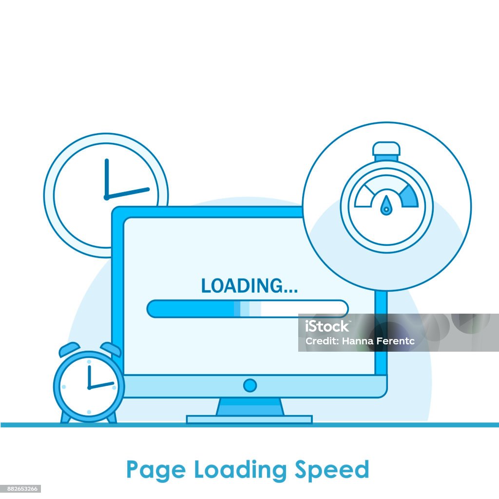 Computer Loading Image Speed Page Loading Speed Banner Computer With Clock And Load Optimization ...