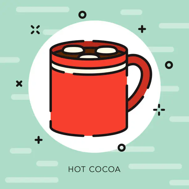 Vector illustration of Hot Cocoa Open Outline Christmas Icon