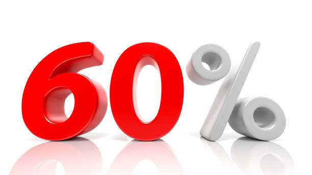 istock 60 percent red symbol isolated on white background 882670252