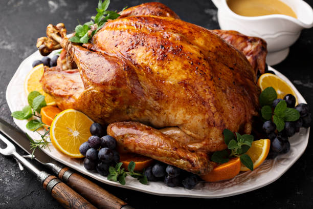 istock Festive celebration roasted turkey for Thanksgiving 882684958