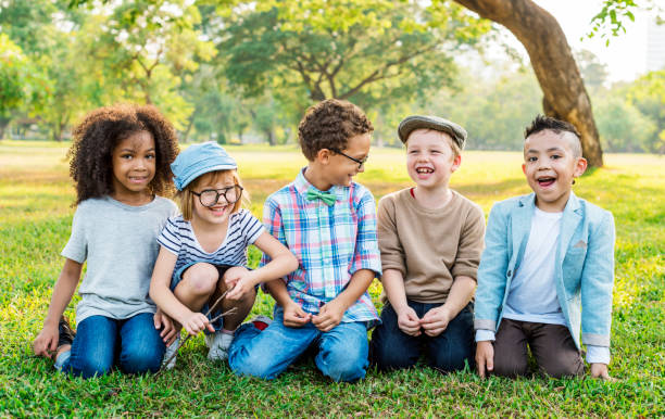 istock Happy kids in the park 882691000