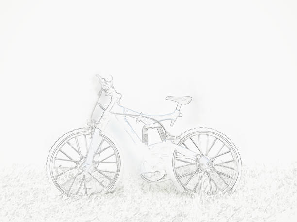 Abstract bicycle on watercolor painting background.
