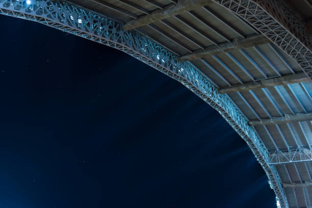 istock stadium soccer roof at night game with copy space 882717884
