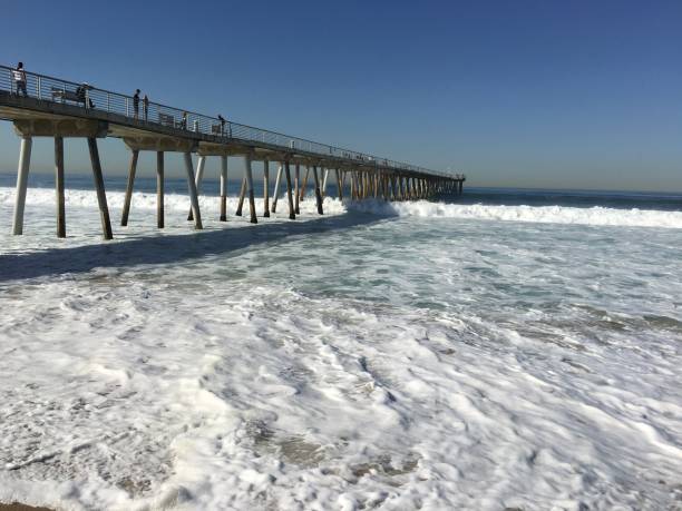 istock Waves at Hermosa Beach pier in Winter 882723368