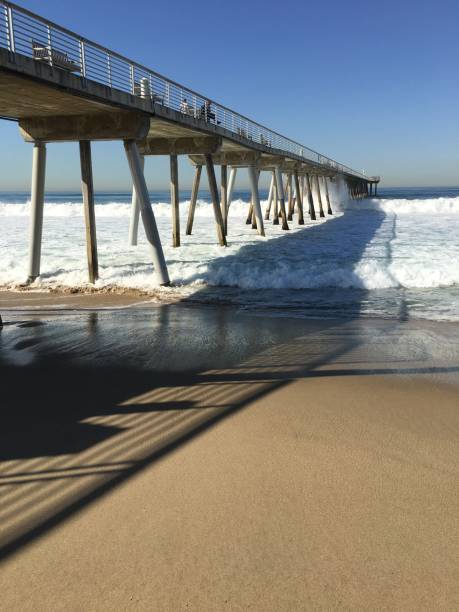 istock Waves at Hermosa Beach pier in Winter 882723404