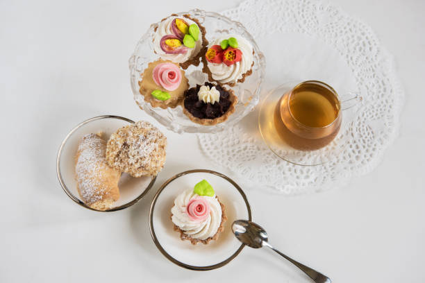 Tasty different cakes Tasty different cakes set with on a white background ice cream with wafer rolls stock pictures, royalty-free photos & images