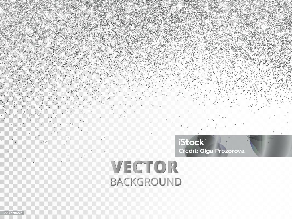 Falling glitter confetti. Vector silver dust isolated on transparent background. Sparkling glitter border, festive frame. Falling glitter confetti. Vector silver dust isolated on transparent background. Sparkling glitter border, festive frame. Great for wedding invitations, party posters, Christmas and birthday cards. Silver Colored stock vector