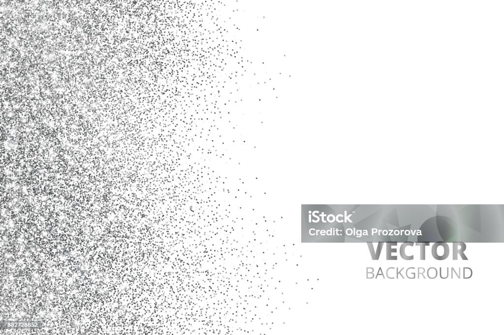 Glitter confetti, snow falling from the side. Vector silver dust, explosion isolated on white. Sparkling border, frame. Glitter confetti, snow falling from the side. Vector silver dust, explosion isolated on white. Sparkling border, frame. Great for wedding invitations, party posters, Christmas and birthday cards. Confetti stock vector