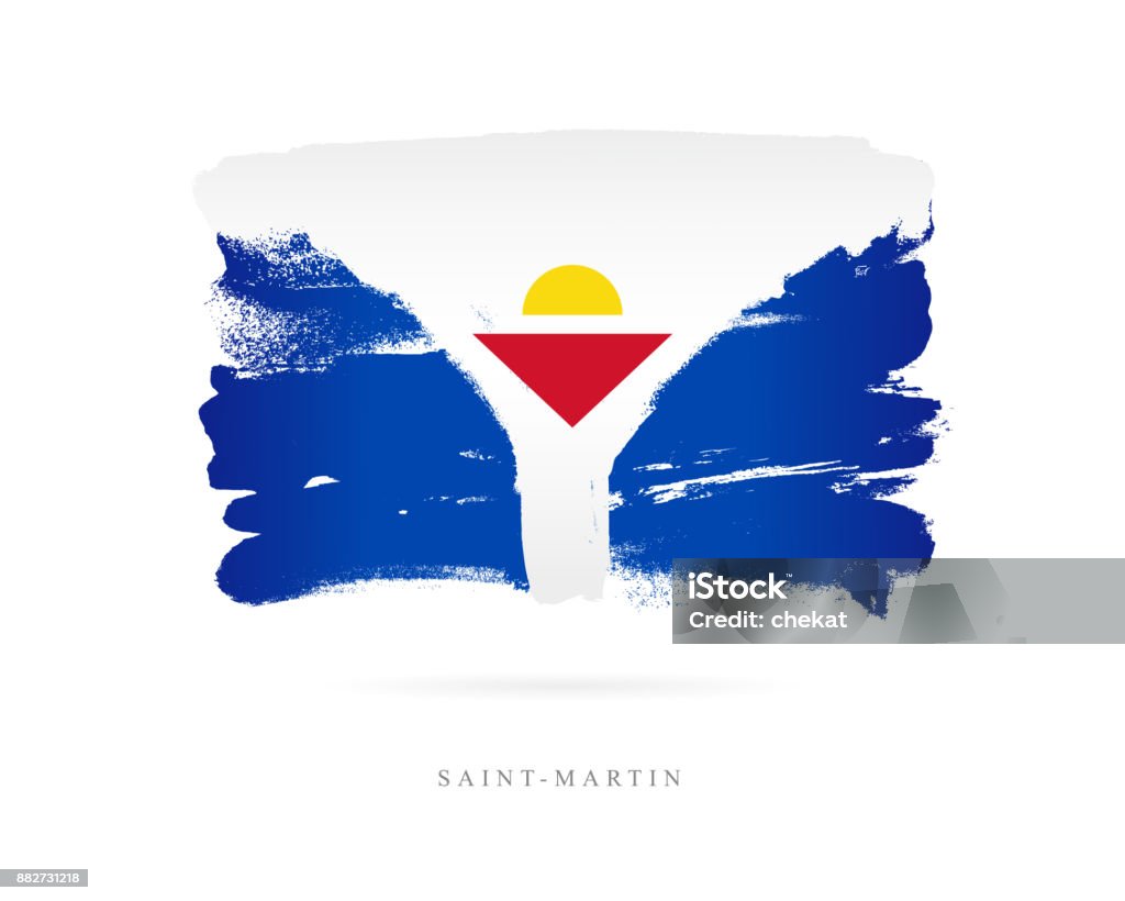 Flag of St. Martin. Vector illustratio Flag of St. Martin. Vector illustration on white background. Beautiful brush strokes. Abstract concept. Elements for design. Abstract stock vector