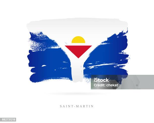 Flag Of St Martin Vector Illustratio Stock Illustration - Download Image Now - Abstract, Banner - Sign, Beauty