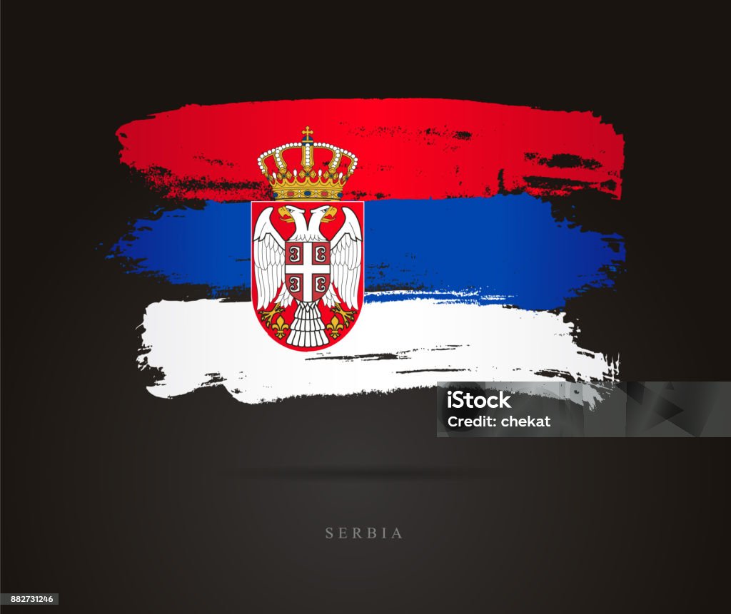 Flag of Serbia. Vector illustration Flag of Serbia. Vector illustration on a black background. Beautiful brush strokes. Abstract concept. Elements for design. Abstract stock vector