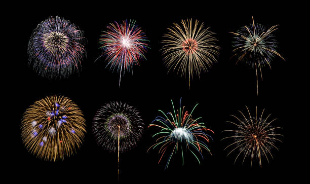 istock Colorful fireworks isolated on black background 882739126