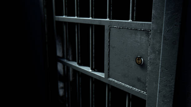 istock Jail Cell Door And Welded Iron Bars 882742420