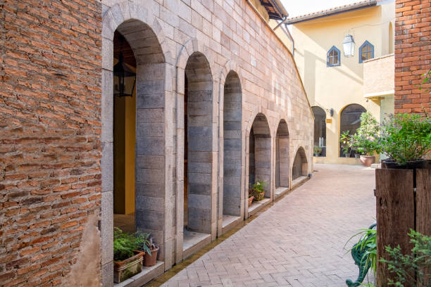 Brown brick cavity and plant decorate
