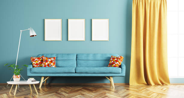 Modern interior of living room 3d rendering
