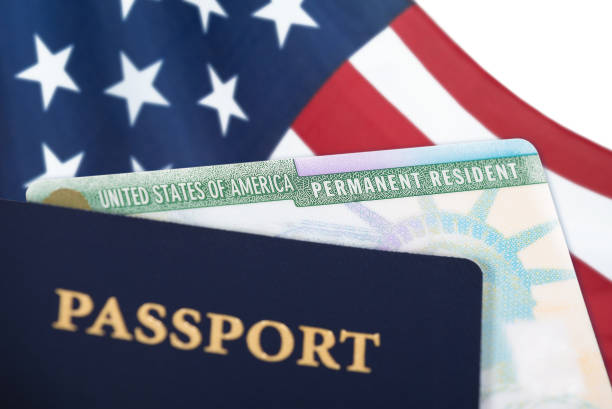 United States resident card, immigration concept stock photo