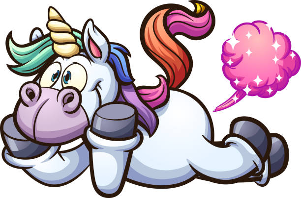 ilustraciones, imágenes clip art, dibujos animados e iconos de stock de farting unicornio - peer to peer illustrations