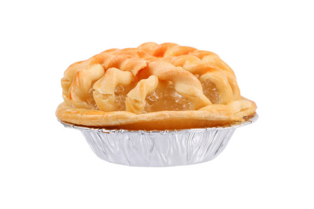 An apple pie with flaky crust.  Isolated on white with clipping path.