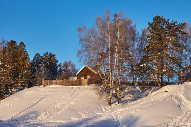 istock Russian village in winte 882786750