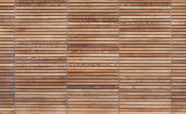 texture of a modern wooden gate made of slats - door symmetry wood closed imagens e fotografias de stock