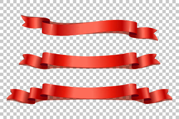 красные реалистичные ленты с тенями на прозрачном фоне. векторные элементы дизайна. - red ribbon stock illustrations