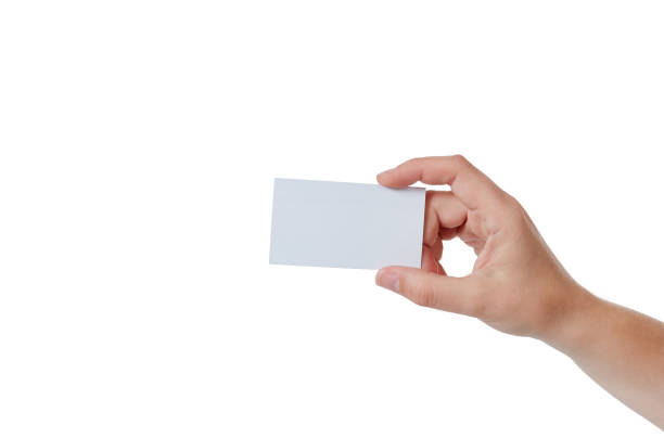 istock Hand showing blank business card on white 882802802