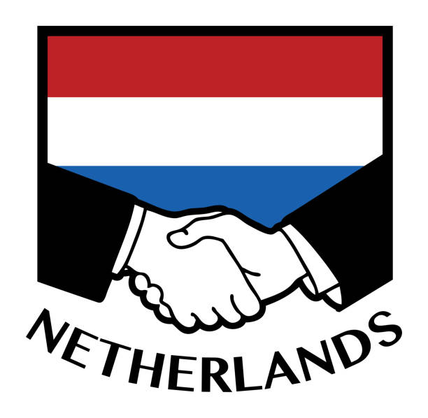 Netherlands flag and business handshake Netherlands flag and business handshake, vector illustration подмор пчелиный настойка применение для женщин stock illustrations