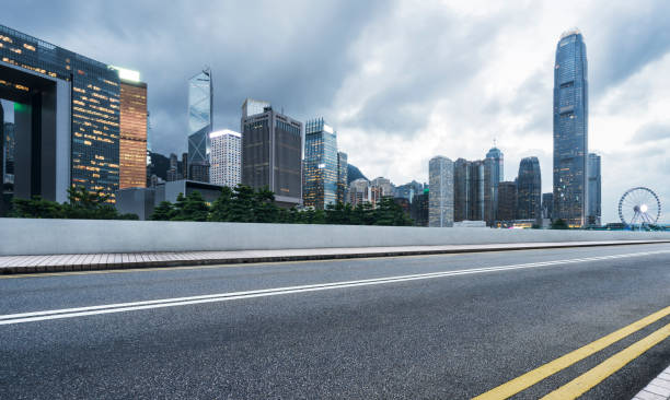 istock empty urban road in downtown,Hong Kong 882809688