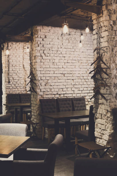 istock Interior of modern restaurant, loft style 882817312
