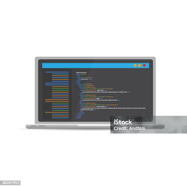 Ilustración de Codificar En Html Portátil De Codificación Concepto De ...
