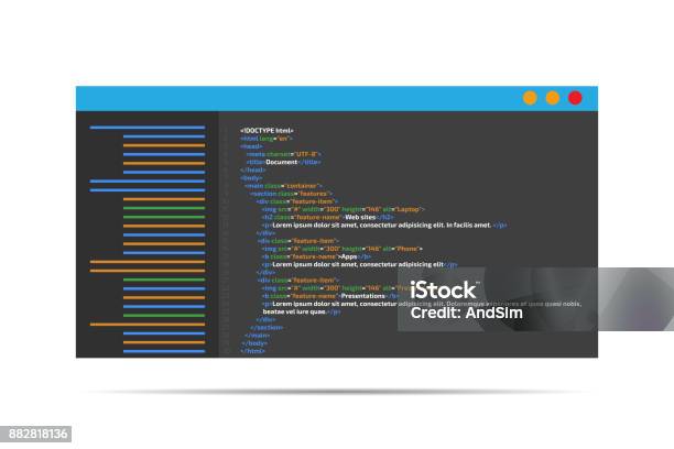 Html Code Website Coding Programming Concept Vector Illustration Stock ...