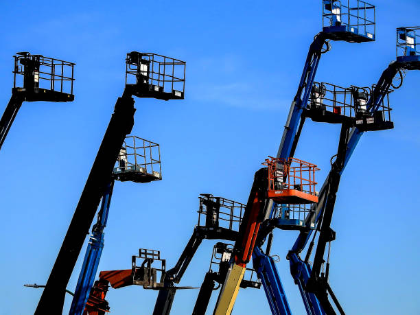 istock Row of Cherry Pickers 882818138