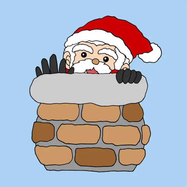 Vector illustration of santa claus in the stack for christmas and happy new year vector hand drawn