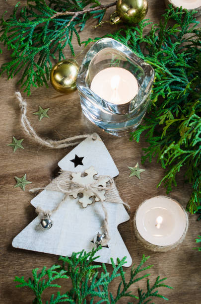 istock Christmas decoration on wooden background 882842916